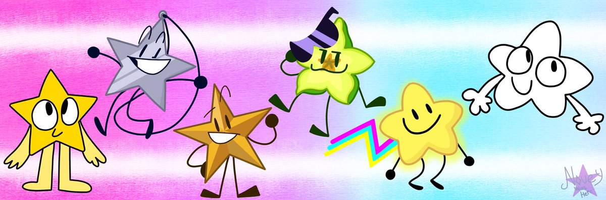 NoveyWasntHere's tweet photo. Been years since I’ve been the OSC but I might as well post this!

Object Show Stars!! (Would’ve added more but Guh)

(First two stars belong to my friend and me) 

#objectshowfanart #ObjectOc #Tsftw #ObjectFillerAgain #HappyStar https://t.co/dClS65LPz4