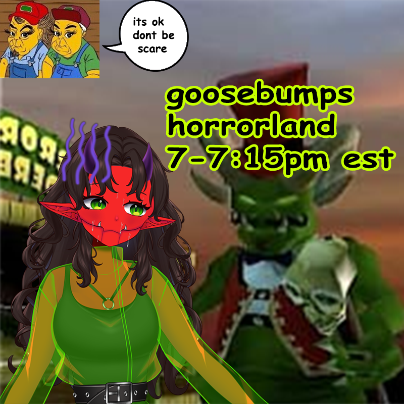 ExperimentYves's tweet photo. goosebumps horrorland at around 7 tonight!! https://t.co/K1tthIPvZy