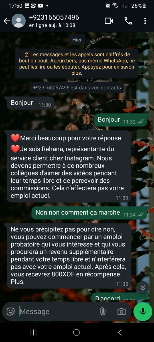 GueyeKalif's tweet photo. J'ai tjrs entendu parler d'arnaque mais j'ai jamais su comment ça marchait...

Je faisais une pause tranquille au boulot quand j'ai reçu un message sur watshapp (+92 gayn😭pakistan mokou Rodrygo yi). Pourtant en ce moment j'ai senti la grosse arnaque(c'est ce que je croyais...) https://t.co/SJIjg0VoEJ