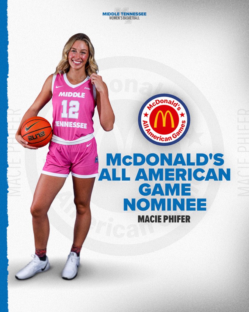 Middle Tennessee Women's Basketball (@mt_wbb) on Twitter photo Congratulations <a href="/MaciePhifer/">Macie Phifer</a> on being named to the McDonald’s All-America nominee list! Congratulations <a href="/MaciePhifer/">Macie Phifer</a> on being named to the McDonald’s All-America nominee list!