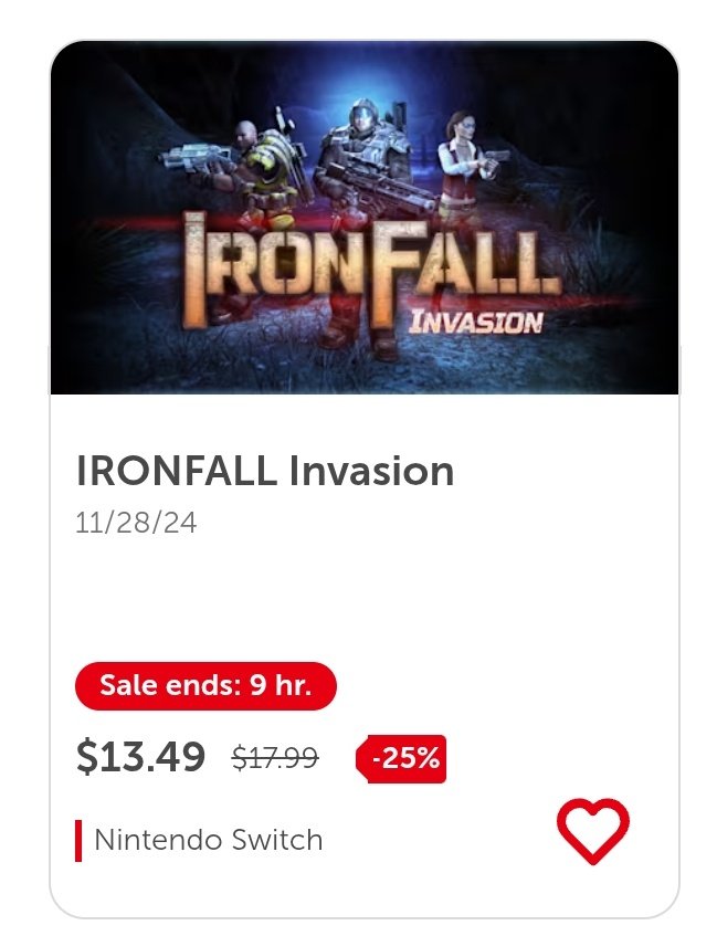 ImpactGameStat's tweet photo. IRONFALL Invasion from @VdDevGames is on sale for Nintendo Switch. Pick it up now while you can at this sweet price. Spread the word! 👀🎮❤️
https://t.co/7HyCTSiAdj
https://t.co/aftYvom7zi
#IRONFALL #Invasion #IRONFALLInvasion #Nintendo #NintendoSwitch #NintendoSwitch2 #VDdev https://t.co/hzTOUG8wKC