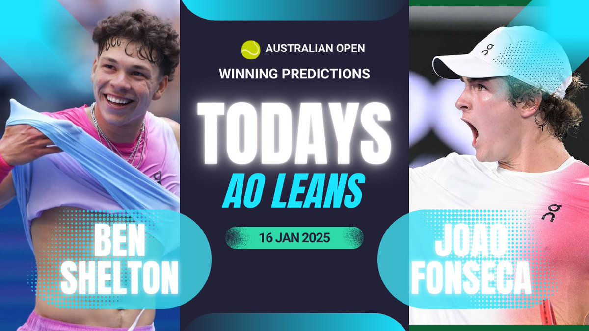 Today's AO LEANS 🦘🇦🇺🔥

🎾🇹🇳 Jabeur ML  (2u)
🎾🇺🇸 Keys ML  (3u)
🎾🇺🇸 Fritz 3-0  (3u)
🎾🇺🇸 Krueger +5 (2u)
🎾🇺🇸 Shelton ML  (2u)
🎾🇺🇸 Giron ML (1.5u)
🎾🇧🇷 Fonseca ML (4u)

We only write earnings every day and we are not bored with it🍀🍀

#AusOpen #GamblingTwitter #bettingtips