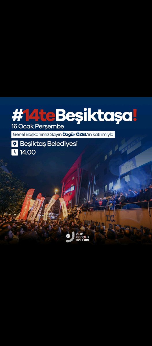 İtibar suikastlerine, yargı eliyle siyasetin dizayn edilmek istenmesine karşı #14teBeşiktaşa!

📅16 Ocak Perşembe
🕣14.00
📍Beşiktaş Belediyesi