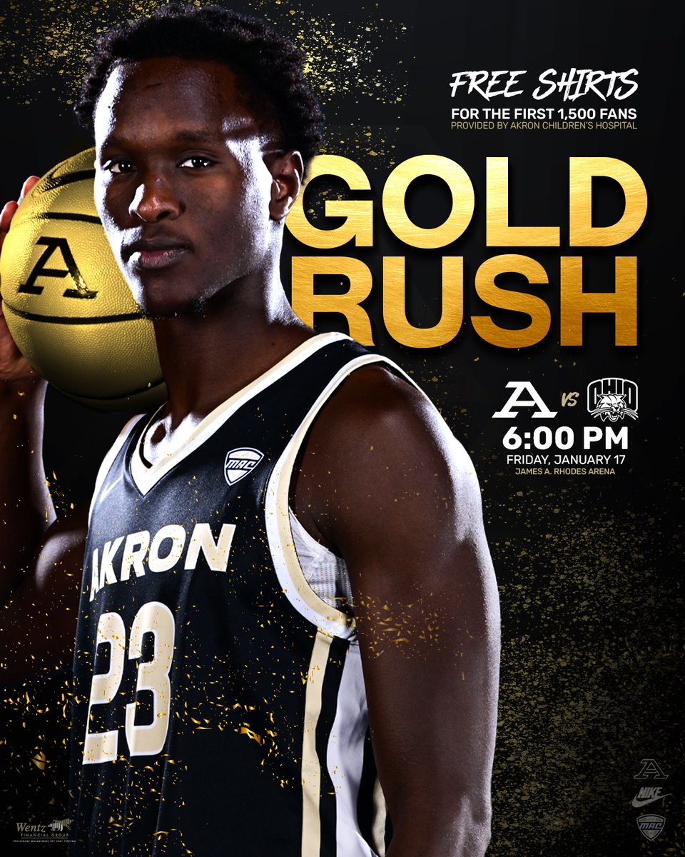 Akron Zips MBB (@zipsmbb) on Twitter photo 🌕 GOLD RUSH 🌕
🗓️: Jan. 17
🕕: 6PM
🆚: Ohio
👕: 🆓 shirts first 1,500 fans - provided by <a href="/AkronChildrens/">Akron Children's</a>
🌕: Wear Gold
🎟️: loom.ly/oFFPWW8
#GoZips | 🦘 🌕 GOLD RUSH 🌕
🗓️: Jan. 17
🕕: 6PM
🆚: Ohio
👕: 🆓 shirts first 1,500 fans - provided by <a href="/AkronChildrens/">Akron Children's</a>
🌕: Wear Gold
🎟️: loom.ly/oFFPWW8
#GoZips | 🦘