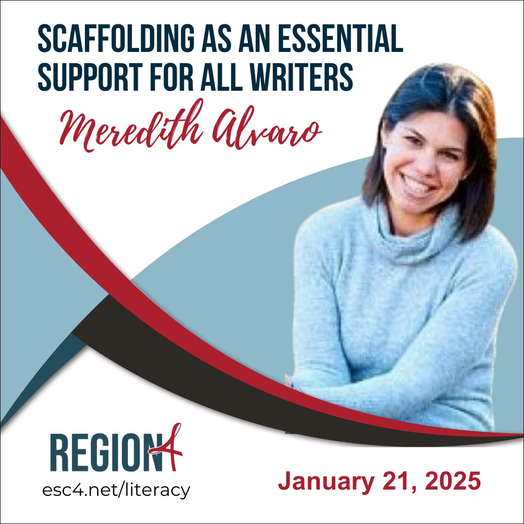 ✏️ Grades 3-8 ELAR Teachers!
Join us virtually on Tuesday, 1/21 for "Scaffolding as an Essential Support for All Writers" and learn strategies to build student independence and writing stamina.

Empower your writers to soar!
📅 Register now: escweb.net/tx_esc_04/cata…