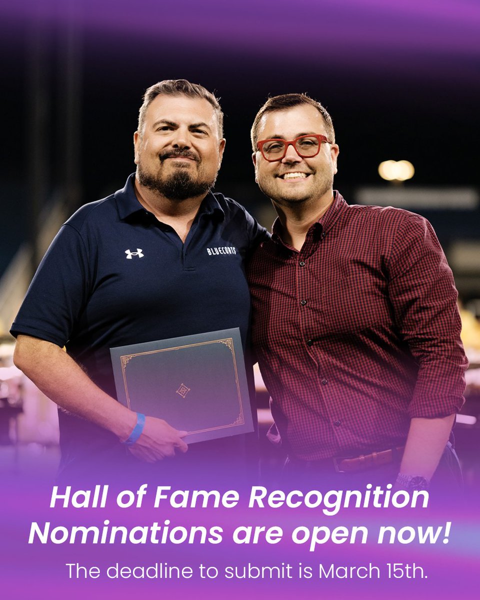 Bluecoats's tweet photo. Nominations are open for the 2025 Bluecoats Hall of Recognition! 🏅

Each year, we accept nominations of individuals associated with Bluecoats who have created the Bluecoats legacy. Nominations are open for the Bluecoats Hall of Fame, Bloo Ribbon Award, and Unsung Hero Award. https://t.co/2la5xwkiiL