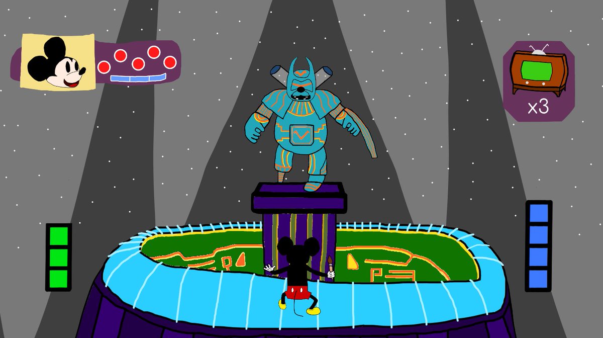 "Welcome to Space Voyage, Mickey. Hope you're ready to see stars, if ya get my drift?"

Petetronic Boss Fight 🖌

#fanart 
#epicmickey
#epicmickeyrebrushed