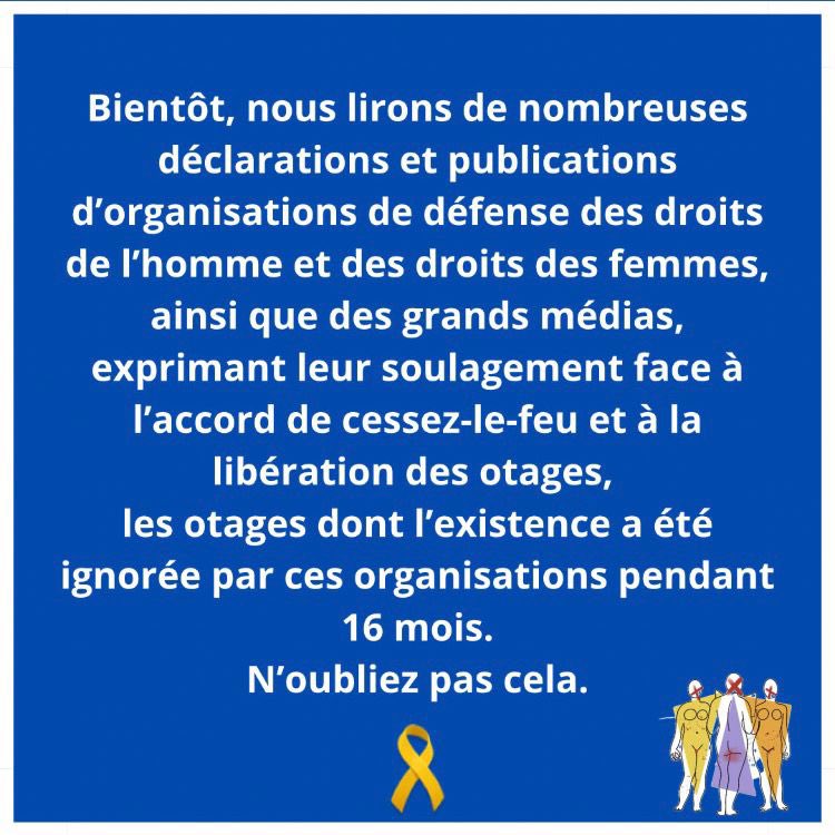 nosilence710's tweet photo. 🎗️ l’espoir et l’attente insoutenable, d’un accord pour une libération qui arrive enfin, et surtout n’oublions pas ceux qui ont eu 16 longs mois pour agir, qui n’ont jamais parlé, voire défendus le H#m#s. #baslesmasques #bringthemhome 
@CroixRouge @amnesty @unwomenchief etc. https://t.co/sTid1pkmNq