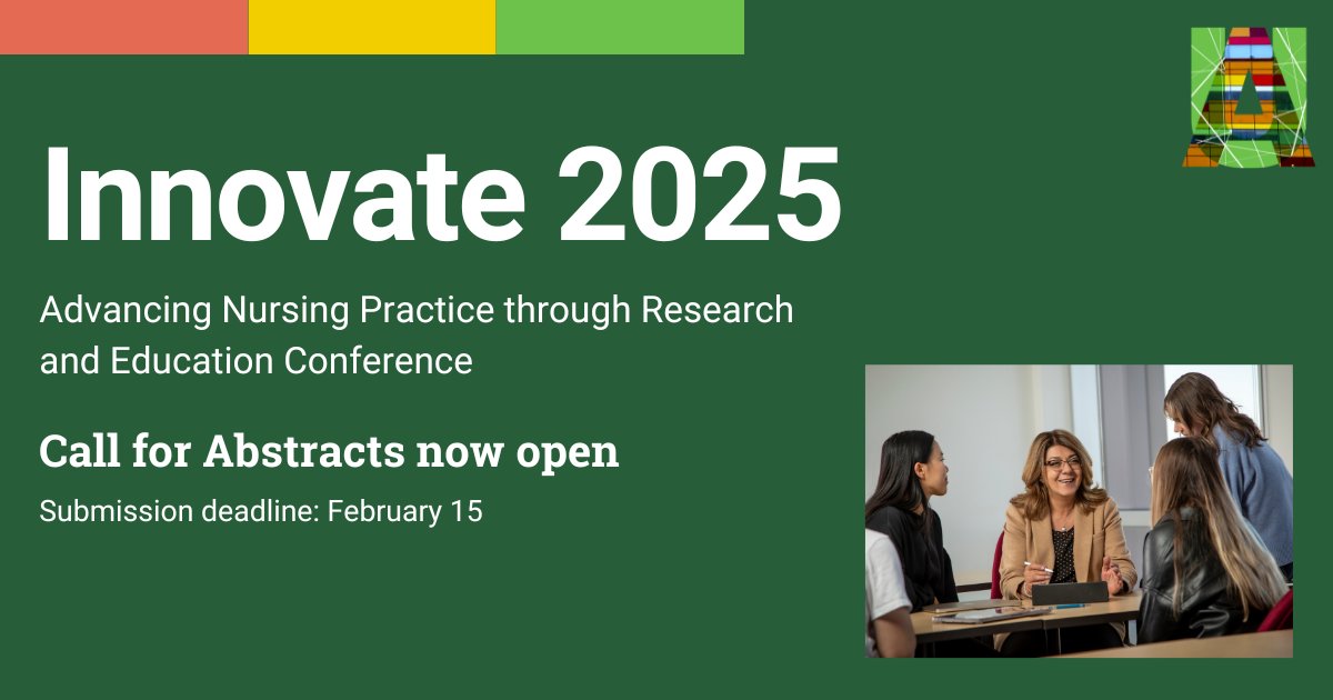 UAlbertaNursing's tweet photo. We are thrilled to announce an open call for abstracts for the Innovate 2025: Advancing Nursing Practice through Research and Education Conference.

This call for abstracts is open to nurse educators, healthcare professionals, researchers, and undergraduate/graduate students. 

The submission deadline is February 15, 2025.

Presenters must also be registered for the conference. Please note that submitting an abstract does not mean you are registered for the Innovate 2025 Nursing Conference.  Conference registration is a separate process that is required for all presenters. 

Registration fees of the presenting author(s) must be paid by March 28, 2025 at the latest to secure your presentation spot for the conference.

Learn more and submit your abstract at this link: https://t.co/I1hDuXhVe9