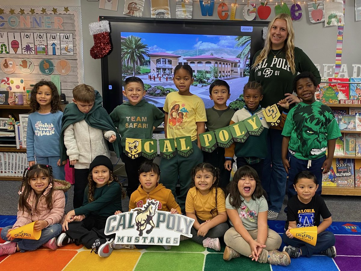 aloha_academy's tweet photo. From the tiniest hands to the biggest dreams! 💭🌟Our future kindergarten Mustangs from Ms. Conner’s class are showing off their Cal Poly pride in the most creative ways! 💚🐎💛 Check out what it means to be #CalPolyProud at any age! 🐴🎓 #FutureMustangs #CalPolySLO https://t.co/28neVriCyb