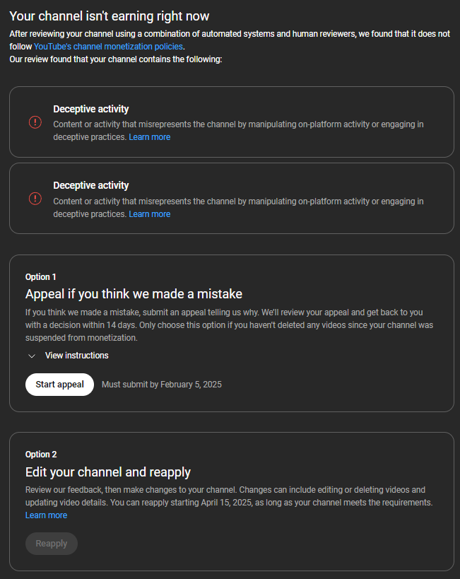 TCMScooty's tweet photo. @TeamYouTube Thank you for the quick response. This is my channel URL https://t.co/ieKTVnCD25 and here is my earn tab. I submitted an appeal but was also told to reach out here by peers. https://t.co/jD0rdMx6GJ