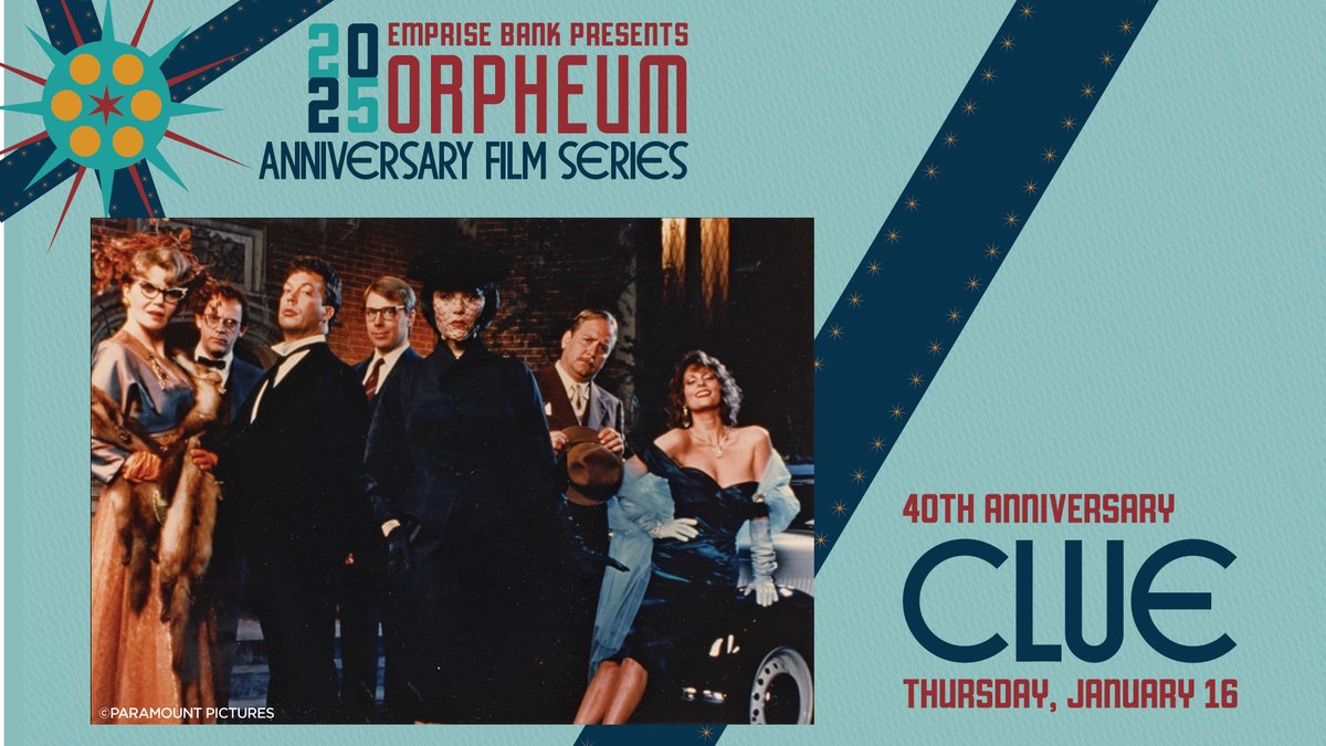 Our 2025 Anniversary Film Series, presented by <a href="/EmpriseBank/">EmpriseBank</a>, kicks off TONIGHT with an 40th Anniversary screening of "Clue"!

🚪 Doors at 6pm
📽️ Movie at 7pm
🎟️ $8/$7 at the Door

Details ⫸ bit.ly/Clue-Jan16