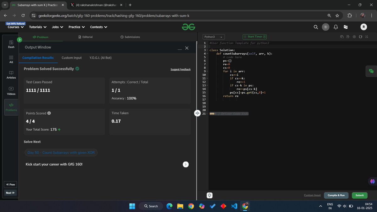 rakshanakrish's tweet photo. Day 49 of DSA coding challenge                                          
#gfg160 #geekstreak2024 #womenintech #geeksforgeeks https://t.co/MARAtN3bpv