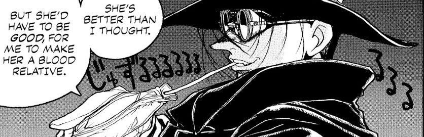 UltimateUndead's tweet image. Having pulled out a blood bag from his trench coat, he'd stab it with a straw before sipping on the crimson sap like a juice box.

❝No, I won't do such. You haven't made yourself a threat, yet.❞