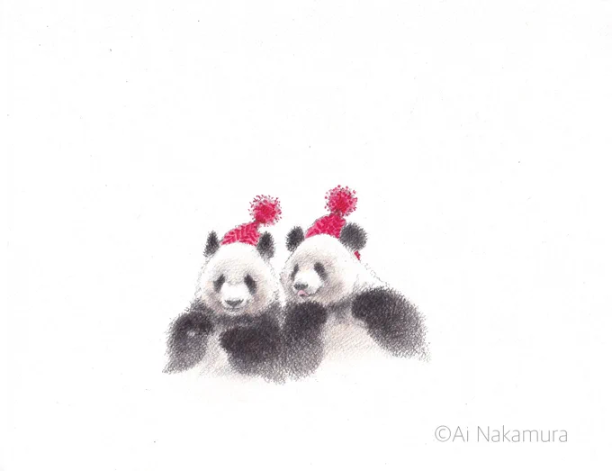 「寒いのってたのしいね!」#タンタン #シャンシャン #イラスト 