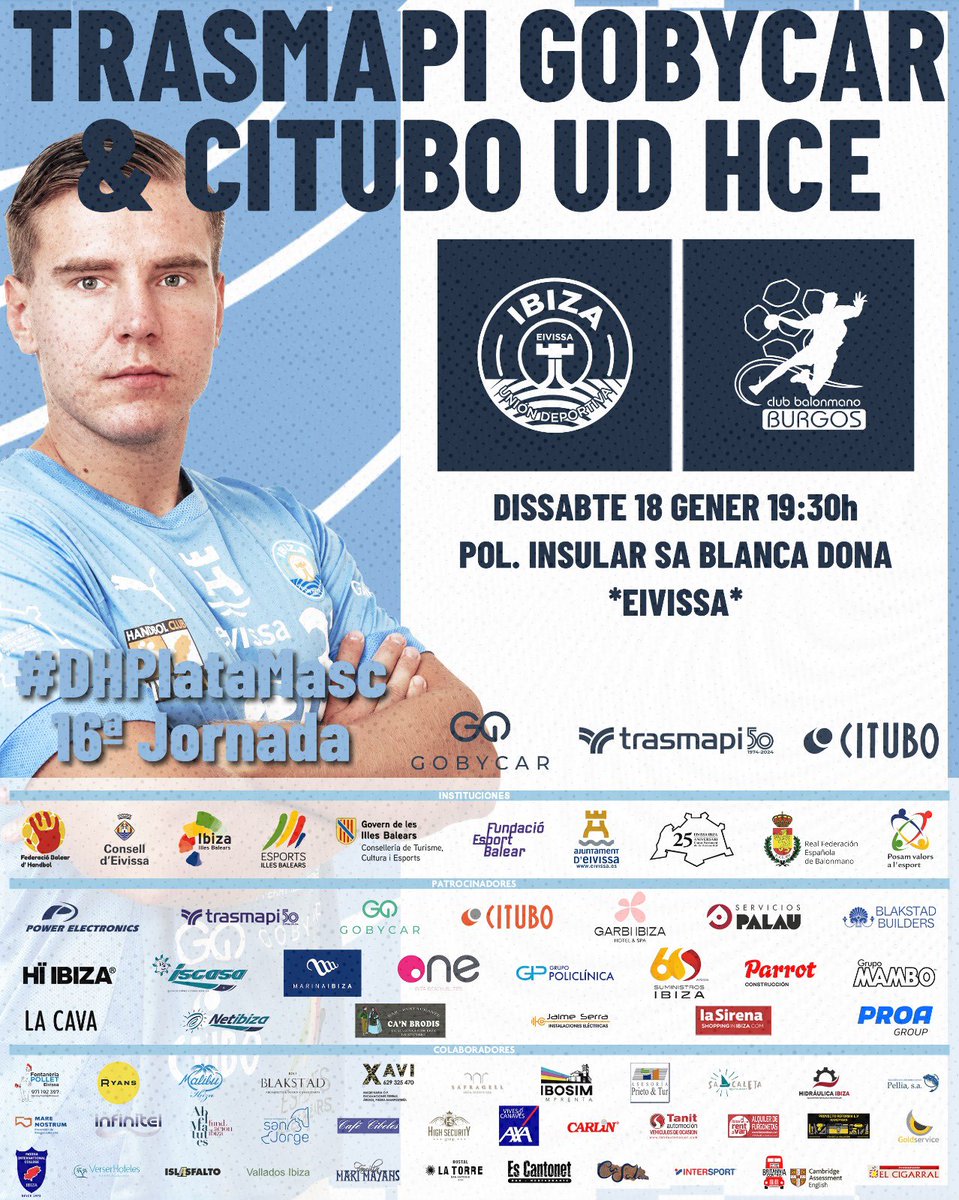 HCEivissa's tweet image. 🏐 Este finde el HC Eivissa vuelve a la cancha:

🔹 INF M: Domingo 10:00h Can Guerxo
🔹 JUV M: Sábado 16:00h Es Pratet
🔹 JUV F: Sábado 10:15h Es Pratet
🔹 SEN F: Domingo 12:30h Secar de la Real
🔹 SEN 2ª M: Domingo 10:00h Puig d’en Valls
DHP Sábado a las 19:30 Sa Blanca Dona