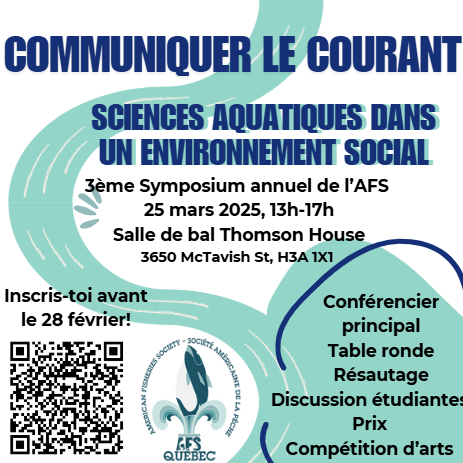 AFSquebec's tweet photo. 📢 Notez la date ! Le Symposium 2025 : Communiquer le Courant aura lieu le 25 mars.

🌊 Découvrez, apprenez et connectez-vous avec la  communauté dynamique de recherche aquatique du Québec.

📅 Inscrivez-vous dès maintenant en utilisant le code QR ci-dessous !
#AFSQCS2025 https://t.co/INTmHxgmdO