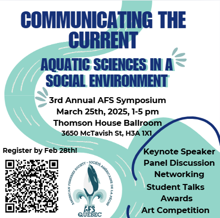 📢 Mark your calendars! The 2025 Symposium: Communicating the Current is happening on March 25th
Discover, learn, and connect with Quebec's vibrant aquatic research community
📅 Sign up now using the QR code below!
#AFSQCS2025 #CommunicatingTheCurrent