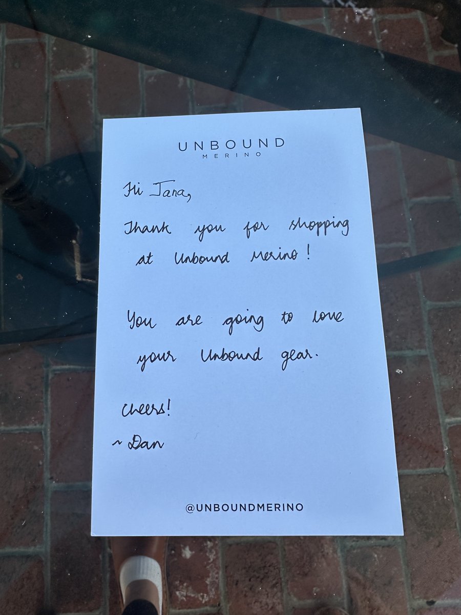 Jana Rodriguez Hertz 汉娜 (@janarhertz) on Twitter photo This is the difference between mediocrity and excellence. A simple piece of handwritten note. You made my day <a href="/UnboundMerino/">Unbound Merino</a>. I will be your client forever, and you deserve this publicity. Kudos to whoever your marketing gal/guy is. This is the difference between mediocrity and excellence. A simple piece of handwritten note. You made my day <a href="/UnboundMerino/">Unbound Merino</a>. I will be your client forever, and you deserve this publicity. Kudos to whoever your marketing gal/guy is.
