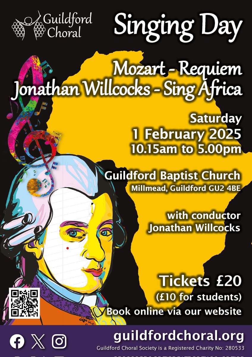 GuildfordChoral's tweet image. Banish those winter blues! Join us for our #Mozart Requiem Singing Day, led by @Willcocks_J You&apos;ll receive a very warm welcome and there&apos;ll be cake as well... 🎶🍰 @ExperienceGford @SouthernProMus @ChiSingers @VisitSurrey