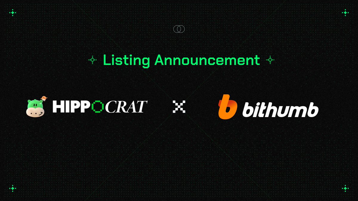Hippo_Protocol's tweet photo. 🎉 Hippocrat (HPO) will be listed on @BithumbOfficial 

📅 Deposits open June 16th
🔍 Details: https://t.co/qIA3YJBHPT

Now listed in on all 5 major Korean exchanges, what's next? #Binance #Coinbase #Bybit #OKX 

#Bithumb #DeSci #RWA https://t.co/JxP1Y7eqae