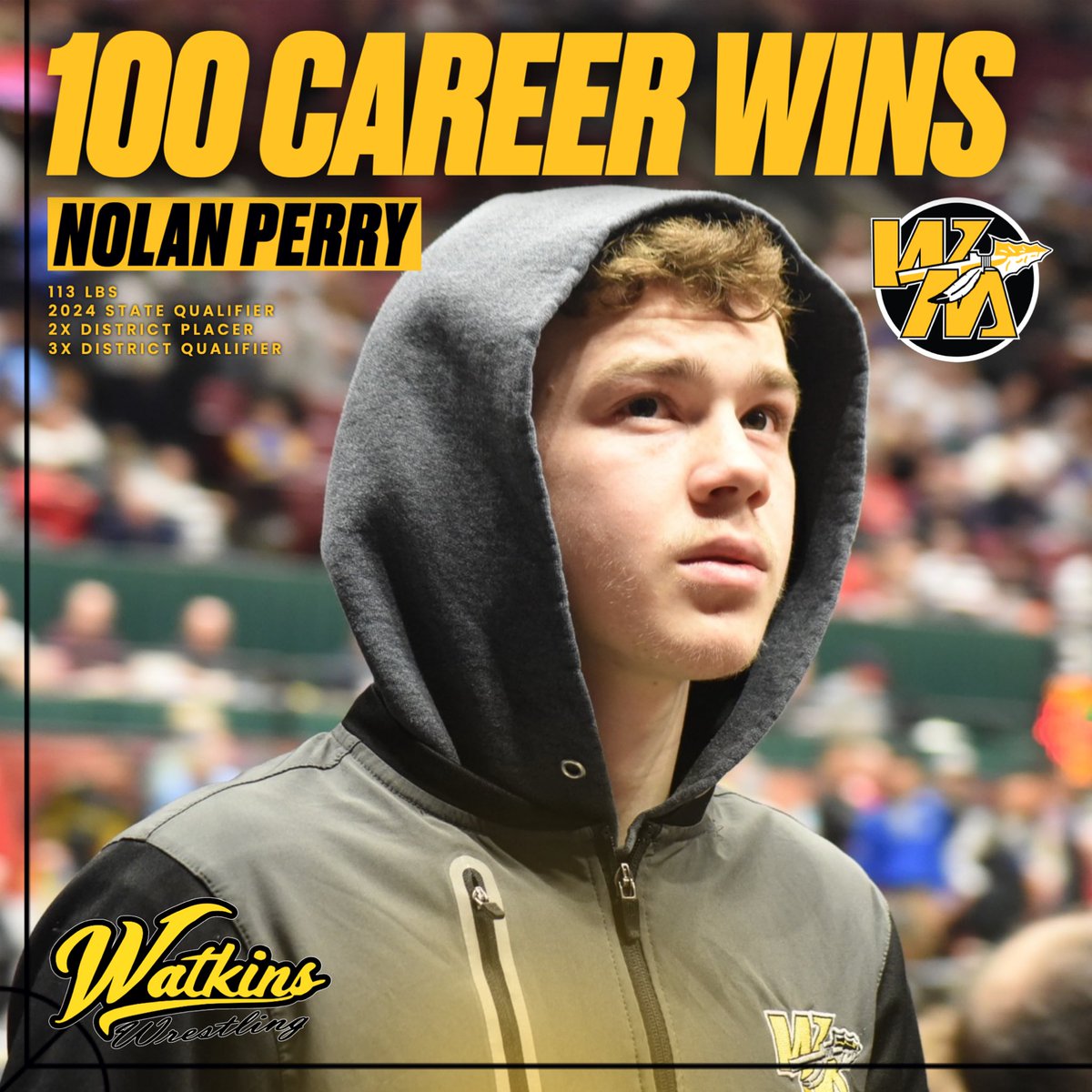 Congrats to Senior Nolan Perry on claiming his 100th Career win! 

#WarriorWay ⚡️💪
