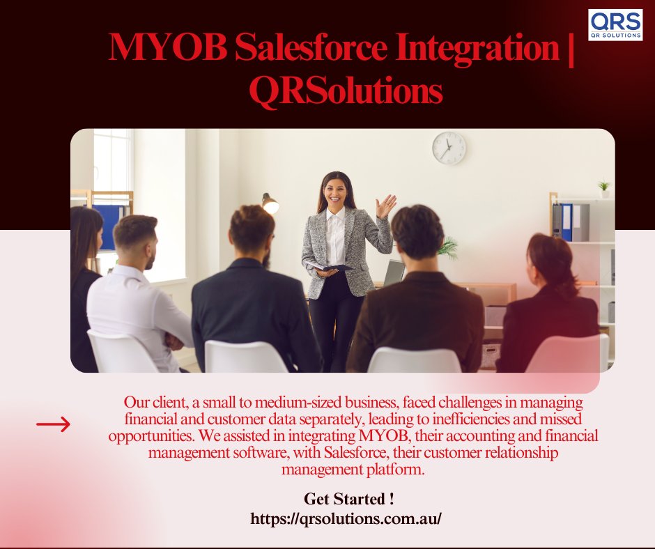 QR_Solutions's tweet photo. Integrated MYOB with Salesforce for a small business, streamlining financial and customer data management to eliminate inefficiencies and unlock growth opportunities. Get  Started ! https://t.co/heH56kGOvO #MYOBSalesforceIntegration #MyobSalesforceServiceCloudIntegration https://t.co/2eu2i45BTO