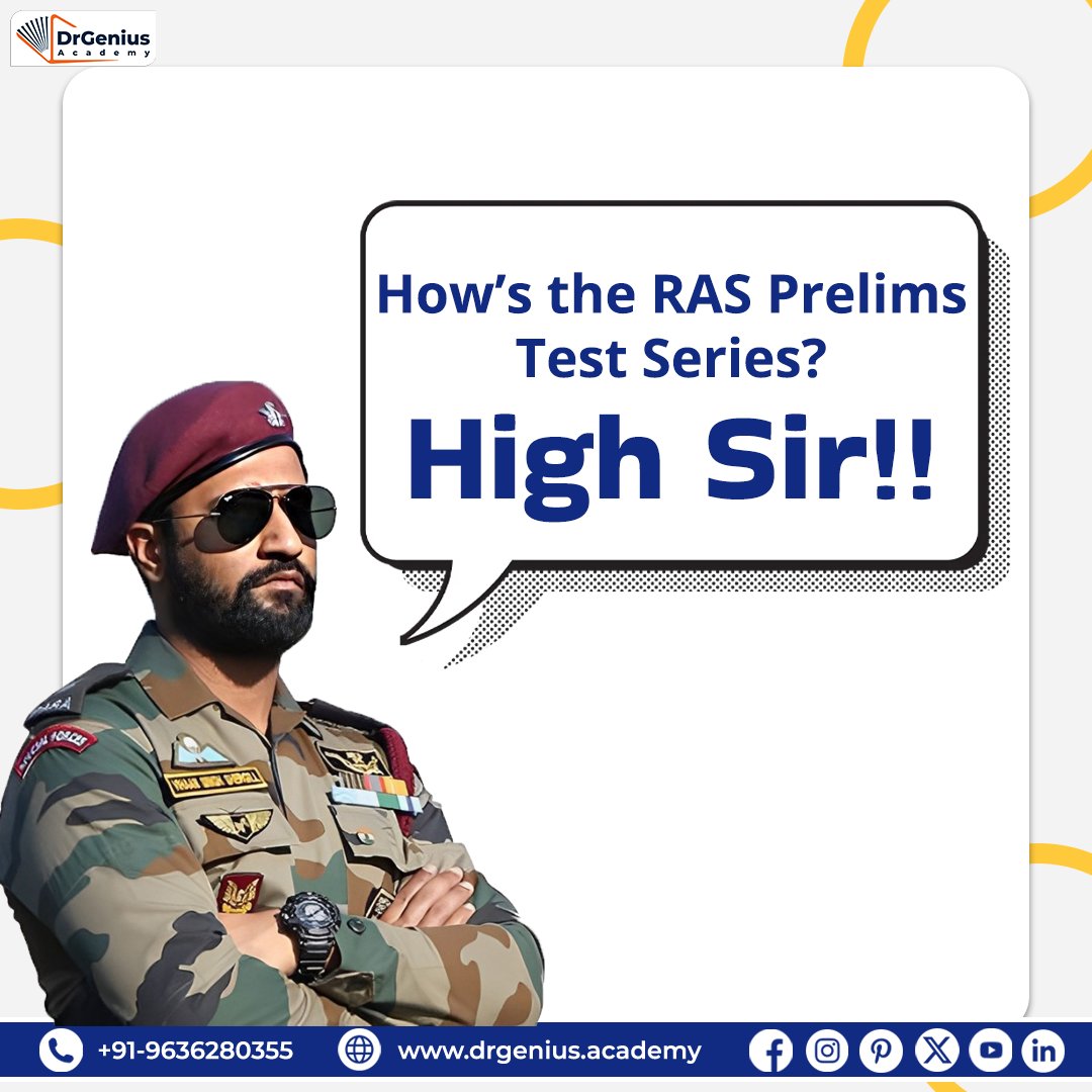 drgeniusacademy's tweet image. Prepare like a soldier with our high-standard RAS Prelims Test Series!
#RASPrelims  #ras2025 #drgeniusacademy #TestSeries2024