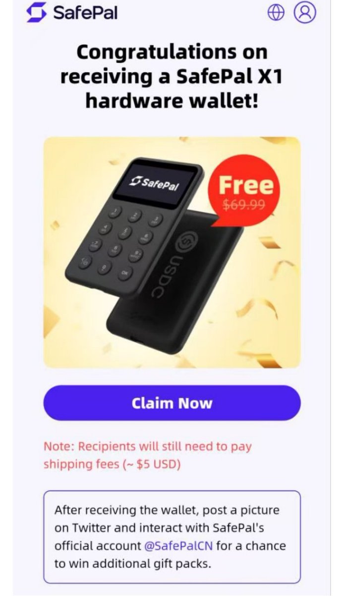 兄弟们，快来！SafePal注册瑞士银行通道U卡，赠送的价值70u的硬件钱包可以领取了； 仅限使用邀请码：906665注册的朋友！ 这张卡0开卡费，0充值手续费，0出金手续费！大家可以随便对比！  有朋友问现在注册还晚不晚，还可以拿到SafePal免费的硬件钱包吗？ 鸟哥负责任的跟 ...