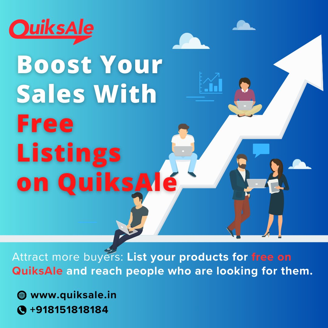 quik_sale's tweet image. 🚀 Boost your sales with FREE Listings on QuiksAle!
Attract more buyers and grow your business effortlessly.
Join QuiksAle today and connect with the right audience.
👉 Visit: QuiksAle
📞 Call: +918151818184

#GrowYourBusiness #FreeBusinessListing #QuiksAle #MoreLeads #MoreSales