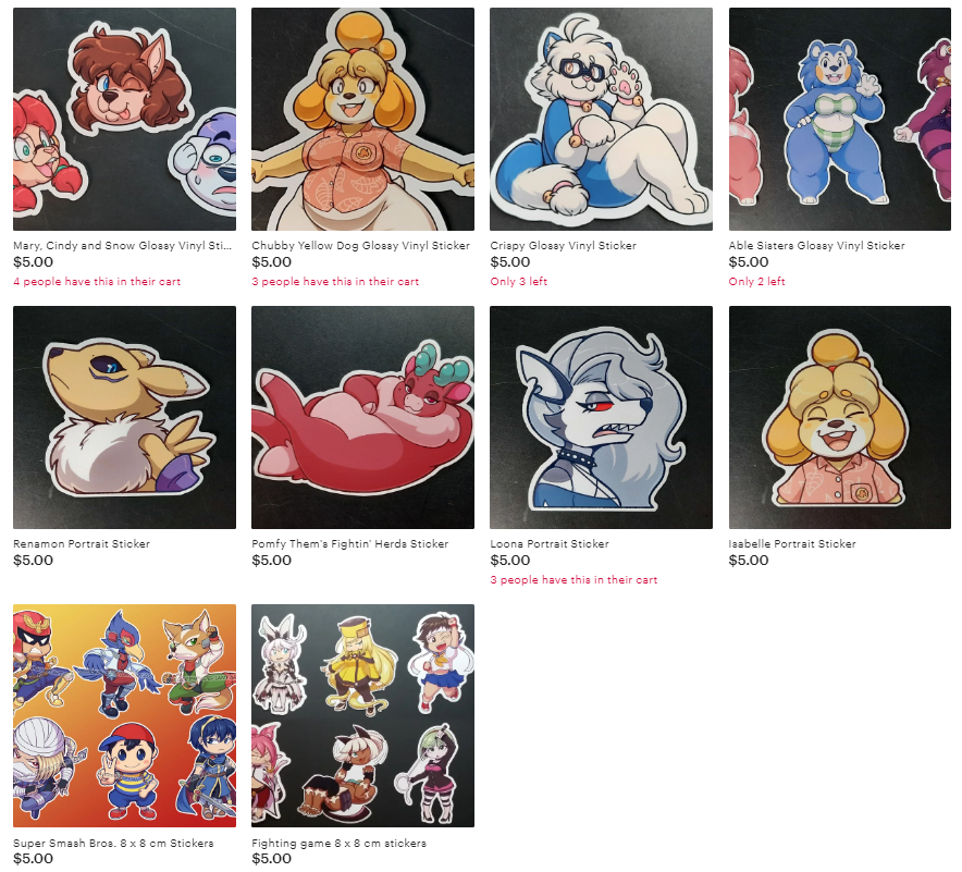 Been a minute since I've plugged my s/h/0/p.

I still have plenty of standees, prints, stickers and buttons available. Also I'm back to accepting orders from Canada again!

Expenses have been kicking my butt lately. So any support would help out a lot!

🔗 to s/h/0/p in bio!