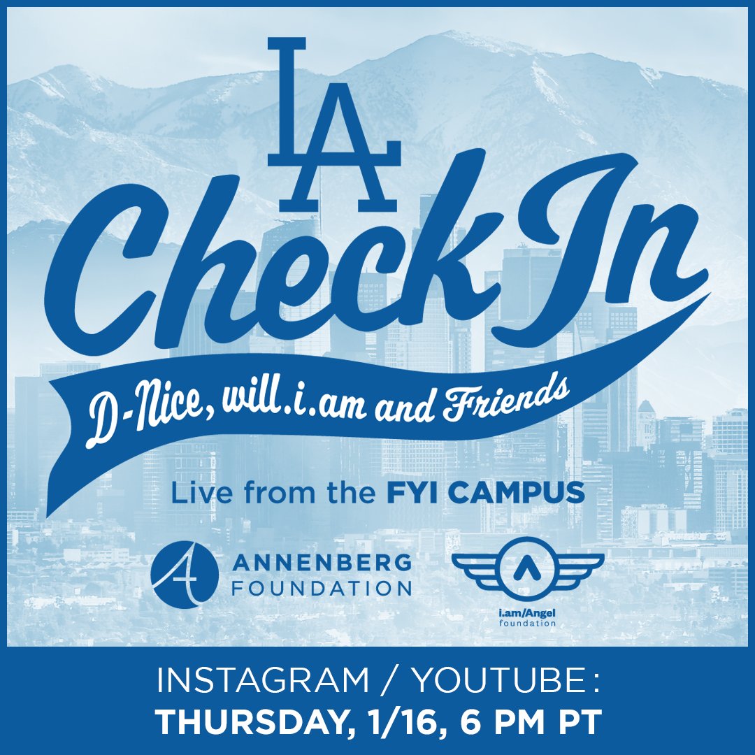 LA CHECK IN! Join us TOMORROW at 6 PM PT for the first night of LA CHECK IN – Inspiration and Information to Support LA Fire Victims and First Responders, LIVE from <a href="/iamwill/">will.i.am</a>’s FYI studios with D-Nice and <a href="/DJHed/">DJHed</a>, and a roll call of Angelenos sharing stories of hope, and resources.