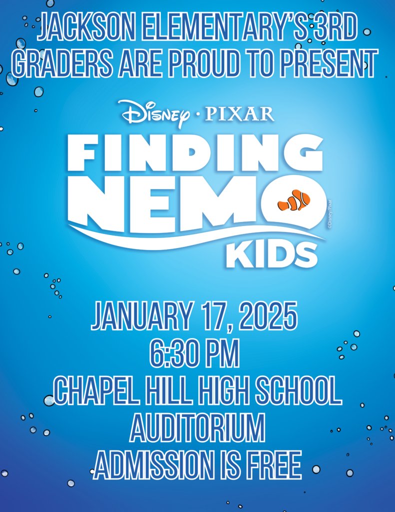 jackson_chisd's tweet photo. Feeling lost? We know exactly where you need to be! 🎭🐠 Finding Nemo is coming to our stage—swim on by for a fin-tastic time! #diveintolearning #chapelhillisd https://t.co/xhJIjIkAmE