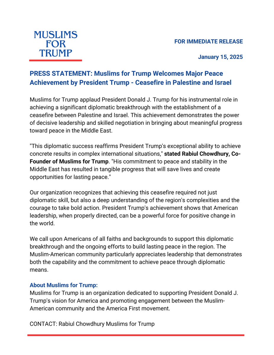Rabiul Chowdhury (@chowdhuryrabiul) on Twitter photo No matter what Biden says, President <a href="/realDonaldTrump/">Donald J. Trump</a> PROMISED peace in the Middle East—and he DELIVERED.
A historic CEASEFIRE between Palestine and Israel proves what BOLD and DECISIVE LEADERSHIP can achieve.
Promises Made. Promises Kept. No matter what Biden says, President <a href="/realDonaldTrump/">Donald J. Trump</a> PROMISED peace in the Middle East—and he DELIVERED.
A historic CEASEFIRE between Palestine and Israel proves what BOLD and DECISIVE LEADERSHIP can achieve.
Promises Made. Promises Kept.