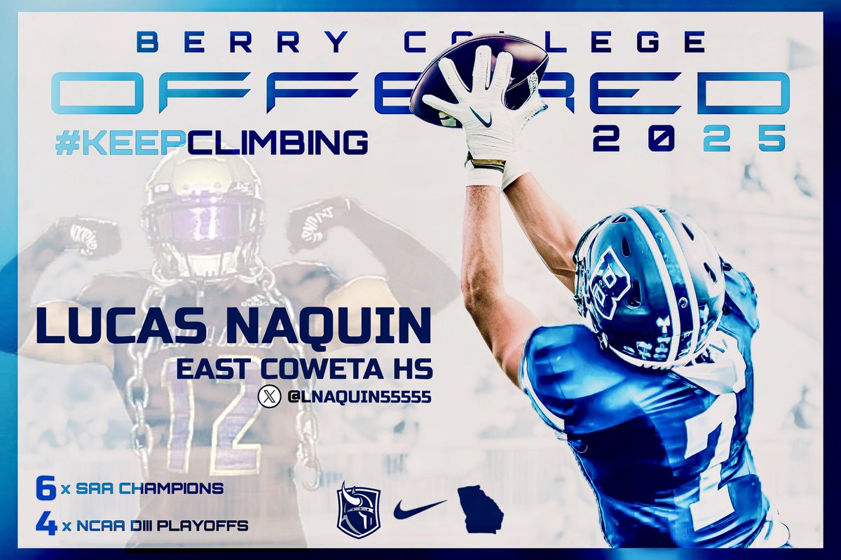 Lucas Naquin (@lnaquin55555) on Twitter photo Blessed to receive my 3rd offer from <a href="/BerryFootball/">Berry Football</a> after a great call with <a href="/BCCoachK/">Tony Kunczewski</a> <a href="/ECHSrecruits/">East Coweta Recruits</a> <a href="/CoachSmallEC/">Coach Small EC</a> <a href="/RecruitGeorgia/">Recruit Georgia</a> @THS0824 <a href="/BigFaceSportss/">BigFaceSports, (Recruiting & Scouting)</a> <a href="/PrepRedzoneGA/">Prep Redzone Georgia</a> Blessed to receive my 3rd offer from <a href="/BerryFootball/">Berry Football</a> after a great call with <a href="/BCCoachK/">Tony Kunczewski</a> <a href="/ECHSrecruits/">East Coweta Recruits</a> <a href="/CoachSmallEC/">Coach Small EC</a> <a href="/RecruitGeorgia/">Recruit Georgia</a> @THS0824 <a href="/BigFaceSportss/">BigFaceSports, (Recruiting & Scouting)</a> <a href="/PrepRedzoneGA/">Prep Redzone Georgia</a>
