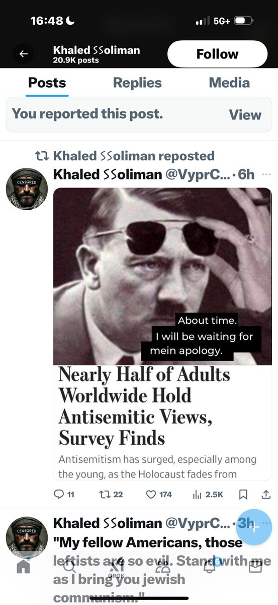 AdamRichman's tweet photo. If you can’t stand, racists, racism, antisemites, or antisemitism, help me get rid of one of the worst I’ve ever seen on social media:
@VyprCEO
I’m posting some screenshots of his posts -
Trigger warning : the things he says & language used is absolutely abysmal
The algorithm on this app is weird, but if enough of us report him we can take out the trash.