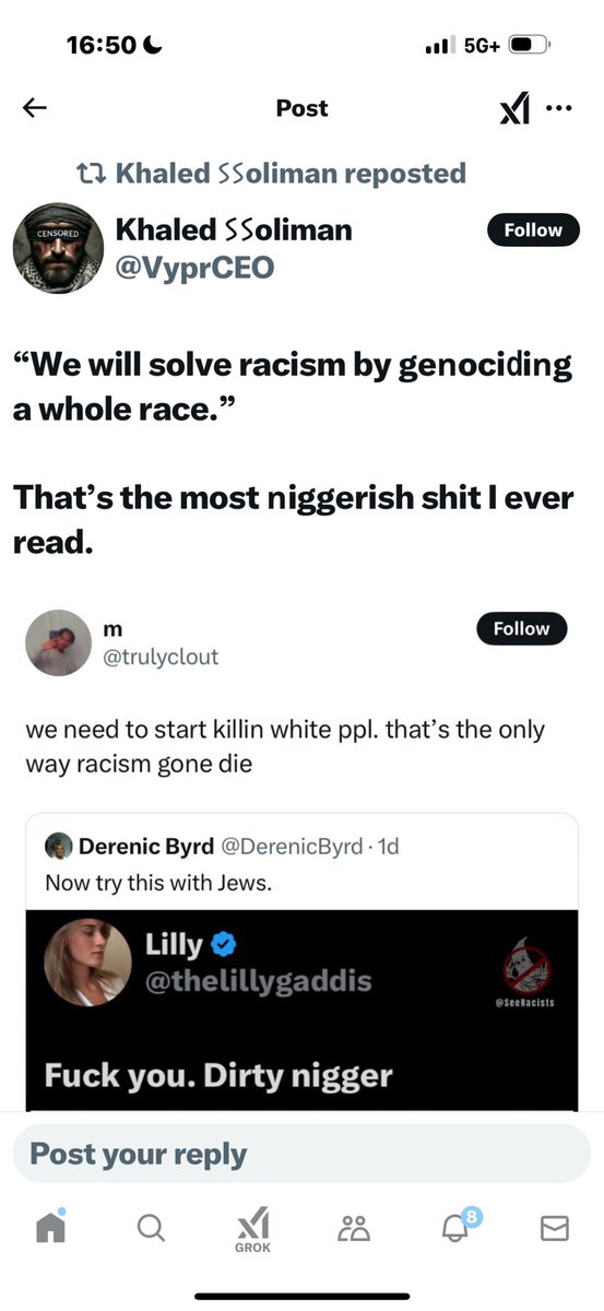 AdamRichman's tweet photo. If you can’t stand, racists, racism, antisemites, or antisemitism, help me get rid of one of the worst I’ve ever seen on social media:
@VyprCEO
I’m posting some screenshots of his posts -
Trigger warning : the things he says & language used is absolutely abysmal
The algorithm on this app is weird, but if enough of us report him we can take out the trash.