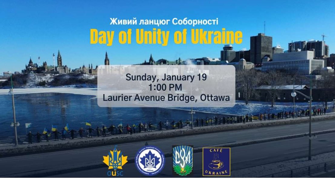 This Sunday #Ottawa will mark Ukraine’s National Day of Unity (День Соборності) with a solidarity #Skate4Ukraine on the #RideauCanal 

🗓️ Jan 19, 2025
⏱️ 1:00 pm
📍Laurier Bridge @ City Hall

Wear blue &amp; yellow! Bring your skates (&amp; your friends)! Warm-up from 2pm @ Cafe Ukraine