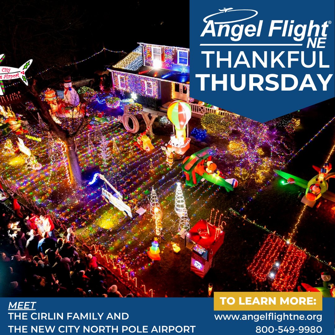 ✨ The Cirlin Family's New City North Pole Airport is lighting up hearts and skies! 🌟 Over 430 Angel Flights supported in 8 years, with 92 flights funded this year alone. Thank you for making magic happen for patients in need! 🎄🕊️ #AngelFlightNE #HolidayGiving #christmas