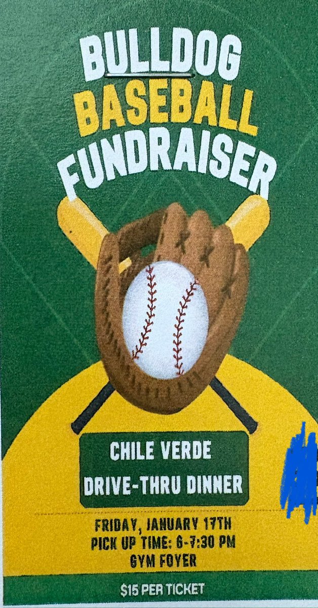 BULLDOG ⚾️ having a CHILE VERDE DRIVE-THRU DINNER on Friday, pickup at LGHS Gym from 6-730 p.m. $15 tickets on sale now. Text Laura Martinez for tickets if you have her number. Text me (Luci Chavez 919-812-7246) if you don’t. I’ll help you get in touch with her. #PerrosChatos4EVA