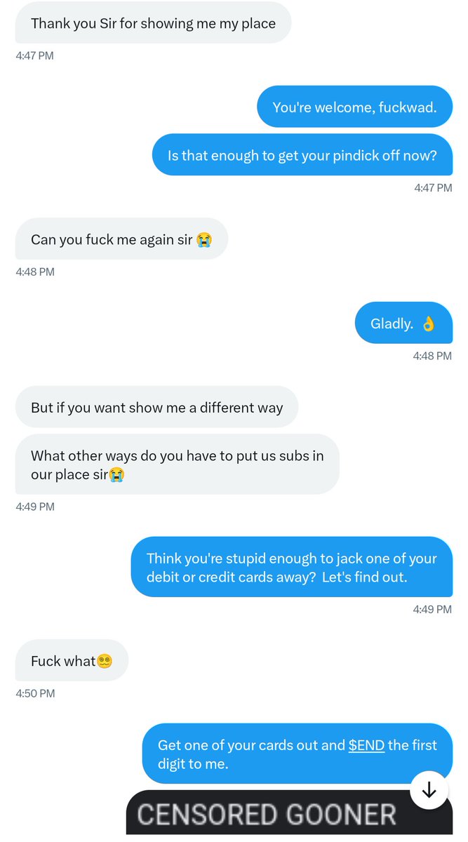 paymaxholdings's tweet photo. Censored Gooner told me he wanted to feel like an idiot. That's my specialty. 😎

First, I had him play a couple rounds of Finsub Scrabble to spell out and pay for what he is: a GOONTARD and a JACKA$$. 👌

Next, I got him playing the Bank Card Giveaway Game. 💳💸

+$99 👍 https://t.co/uvEzQZVdye