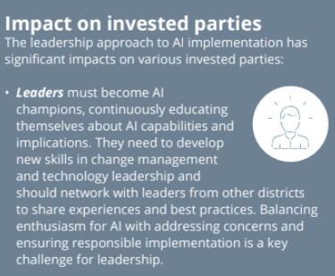 Beginning AI Implementation planning: I encourage other leaders to read the "TRAILBLAZING LEADERSHIP: Shaping Education for Generation Alpha in an Era of AI" and remember we must lead by good example as we move forward. Thanks <a href="/mrCalebJWilson/">Caleb J. Wilson, M. Ed</a>  for leading our district's AI charge