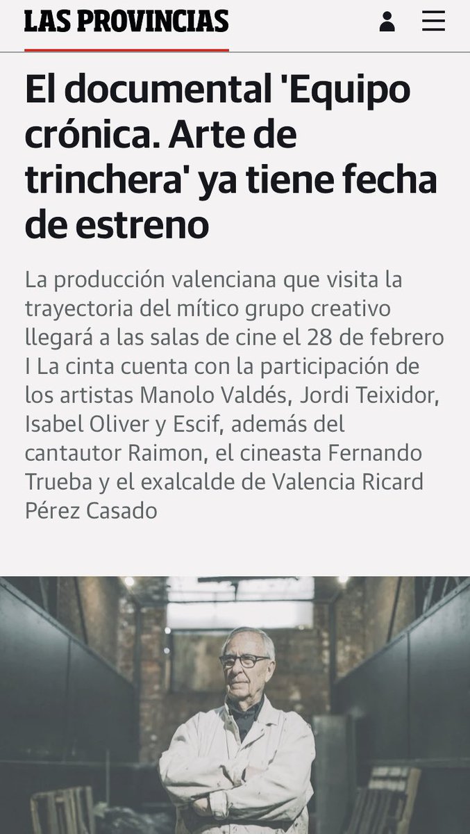 Días de cine en <a href="/lasprovincias/">LAS PROVINCIAS</a> con <a href="/LauraGarces_C/">Laura Garcés</a> No se lo pierdan <a href="/YeraiCortes/">Yeray Cortés</a> <a href="/ctanganacharts/">C. Tangana Charts</a> <a href="/estrelacineytv/">Estrela Audiovisual</a>