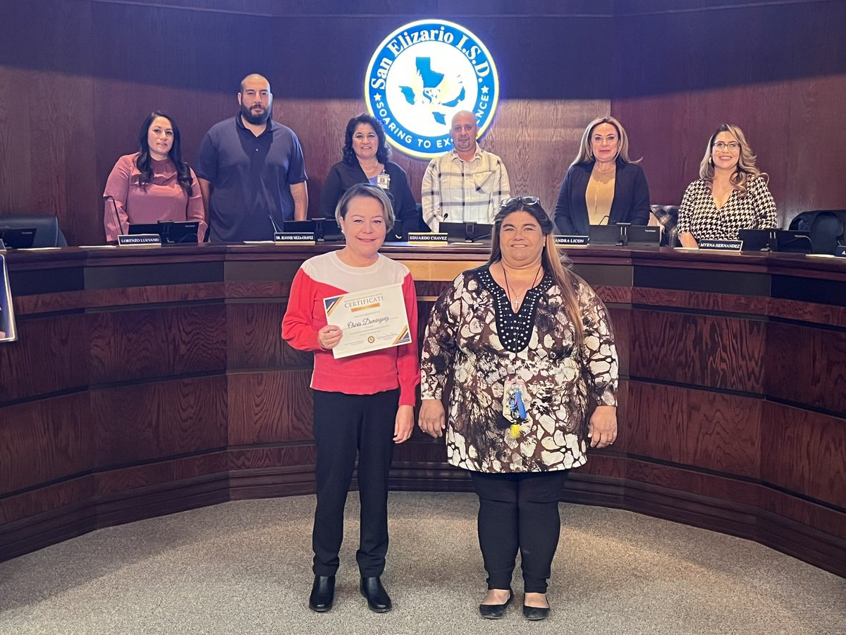Our Board of Trustees proudly recognized Ms. Osiris Dominguez as the first San Elizario ISD Miner Teacher Resident! 🌟 Your dedication and trailblazing spirit inspire us all. Congratulations on this amazing achievement! #CommitmentValorYCorazon