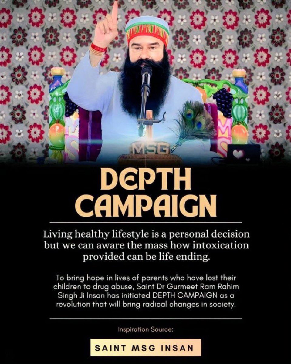 Kaur_Inaayat's tweet photo. Drug consumption has become common among youth these days. Baba Ram Rahim Ji initiated #नशामुक्ति_अभियान for making India a #DrugFreeNation. For this purpose, He makes youngsters aware about the repercussions of drugs, teaches them to do meditation daily &amp; take nutritional food. https://t.co/VQMAqU2GyK