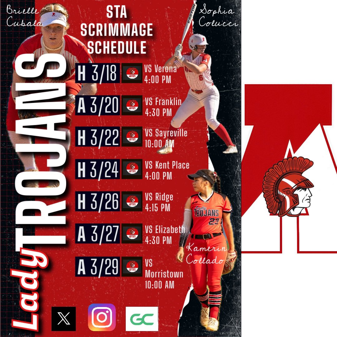 Lady Trojans Scrimmage Schedule‼️🥎❤️👀 🚨 <a href="/ariana_barge/">Ariana Barge</a> <a href="/BrielleCub2025/">Brielle Cubala 2025</a> <a href="/KCollado2025/">KamerinCollado2025</a> <a href="/MelodyWebb2025/">MelodyWebb2025</a> <a href="/gwennegron98/">Gwen</a> <a href="/LizNegron99/">Liz Negron</a> <a href="/leehiggins17271/">Leanne Higgins 2027</a> <a href="/adritorres2026/">Adrianna Torres</a> <a href="/AlyCollins2026/">Alyssa Collins</a> <a href="/NatAcevedo2027/">Natalie Acevedo 2027</a> <a href="/HaileyK26_/">Hailey Krainski</a> <a href="/ALLNJSoftball/">NJ softball</a> <a href="/Siena_Softball/">Siena Softball</a> <a href="/BarryUSoftball/">Barry University Softball</a> <a href="/Felician_SB/">Felician Softball</a> <a href="/HSSportsNJ/">NJ.com HS Sports</a>