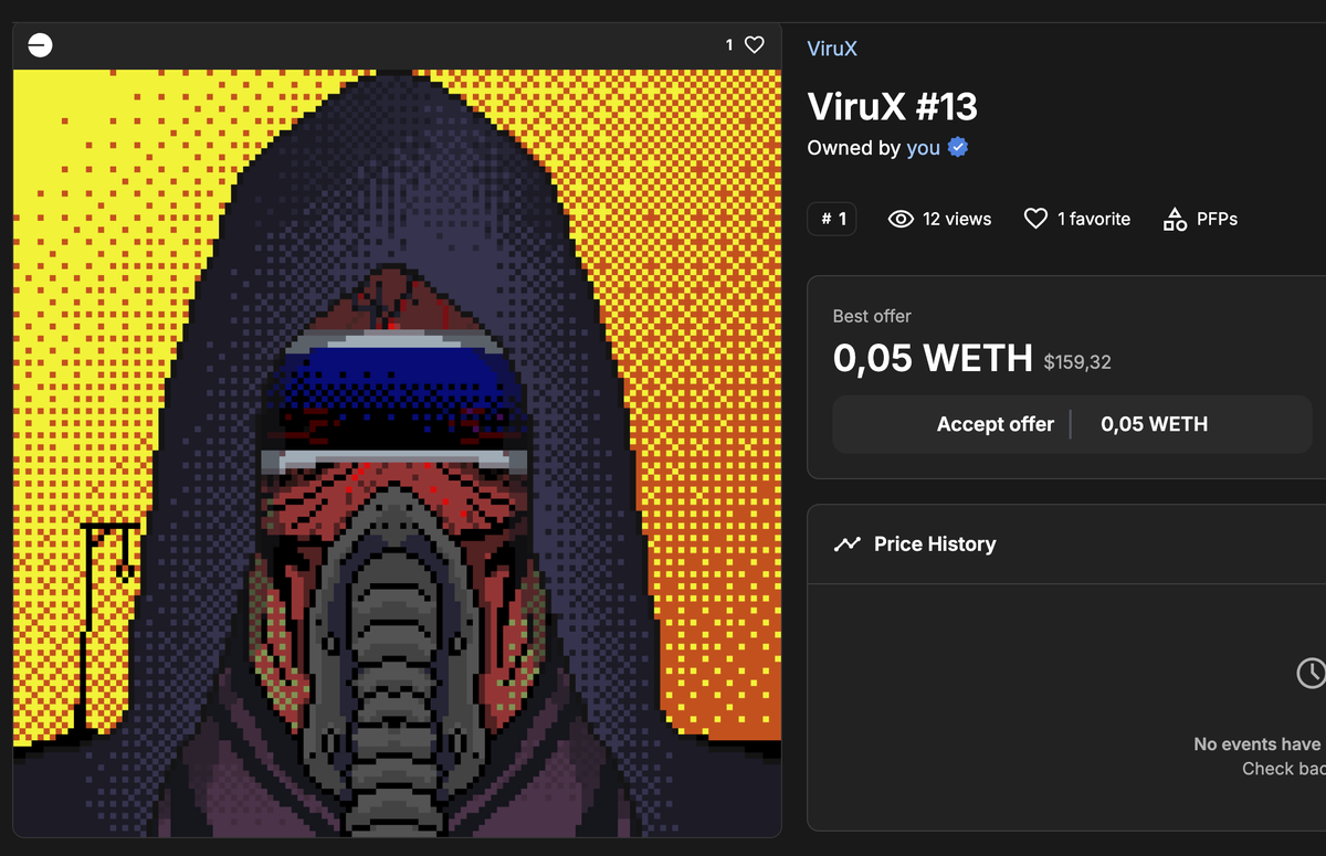 shepherd_vito's tweet photo. 🚨 ViruX Sweep Contest Alert 🚨

Prize: ViruX #13 - The legendary 1/1 "Hoodie Experiment", current value 0.05 WETH! 🧬💀

Contest Details:
Starts: NOW
Ends: Sunday, 21:00 UTC
The winner will be the one who collects the most ViruX by the end of the contest.
It’s not about the size of the sweep, but the total ViruX you accumulate!

Rules:
You must buy at least 7 ViruX to qualify.
Purchases made through WETH offers won’t count—only direct buys from the floor.
All entries will be verified before announcing the winner.

This is your chance to claim one of the rarest ViruX in existence! Let’s sweep and grow the horde!

#ViruX