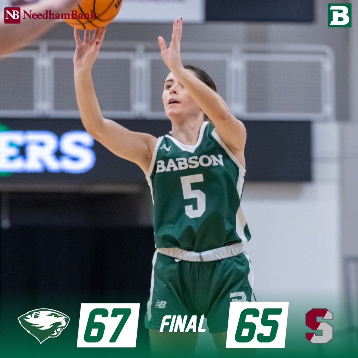 BabsonAthletics's tweet photo. Katelyn Mollica tied for game-high honors with 21 points, Sam Reale added 16 points and Emily Flynn posted a double-double with 15 points and 11 rebounds to help @BabsonWBB edge @SC_Pride 67-65 on Wednesday night. #GoBabo #d3hoops https://t.co/UG28NnURt6