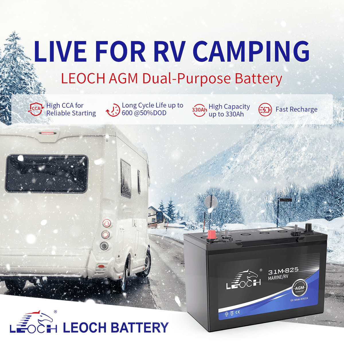 leochglobal's tweet photo. Have an #RV Trip!
With #LEOCHβs starting batteries and LiFePO4 house batteries, you can enjoy uninterrupted power for every mile and moment.
πAGM Deep Cycle #StartingBattery: https://t.co/MNw0XPhTR7
π12V&24V LiFePO4 #HouseBattery: https://t.co/gV1uJmdNj2
#WinterAdventures https://t.co/GIojB4cdOX