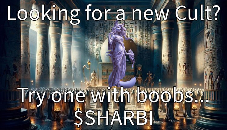 <a href="/MemesOnBase_/">Memes on Base</a> <a href="/base/">Base</a> <a href="/coinbase/">Coinbase 🛡️</a> <a href="/BasedBrett/">Brett</a> <a href="/Ski_CTO/">Ski Mask Dog</a> <a href="/degentokenbase/">Degen 🎩</a> <a href="/0x52BasedPepe/">Based Pepe 🧢🐸</a> <a href="/Toshi_base/">TOSHI</a> <a href="/BeatsOnBase/">Beats the Koala</a> <a href="/henlokart/">Henlo Kart</a> <a href="/MrMigglesOnBase/">Mr. Miggles</a> How can you take your eyes off? 😉 

$Sharbi